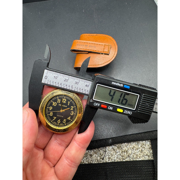 Vtg Milan Men’s Quartz Pocket Watch Black Dial w/ Leather Case 41.6mm MLN1070 - Picture 10 of 11